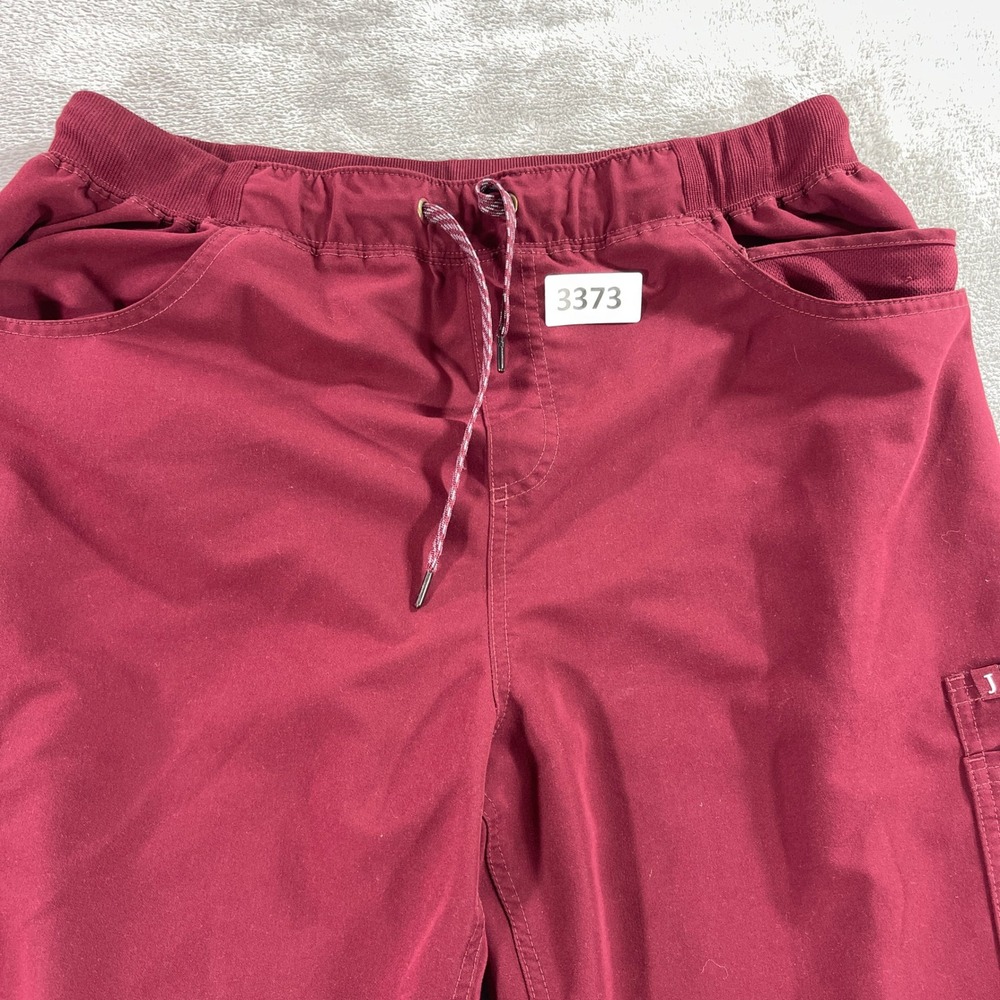 Jaanuu Scrub Joggers Women XLS Burgundy Wine Cargo Drawstring J85014S